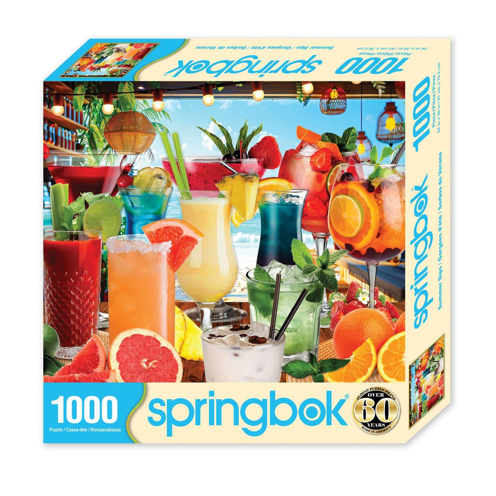 Springbok Summer Sips puzzle showing unique cut pieces for a challenging experience.