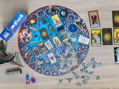 Springbok Tarot Crystal Round Puzzle celestial tapestry backdrop sparks imagination.