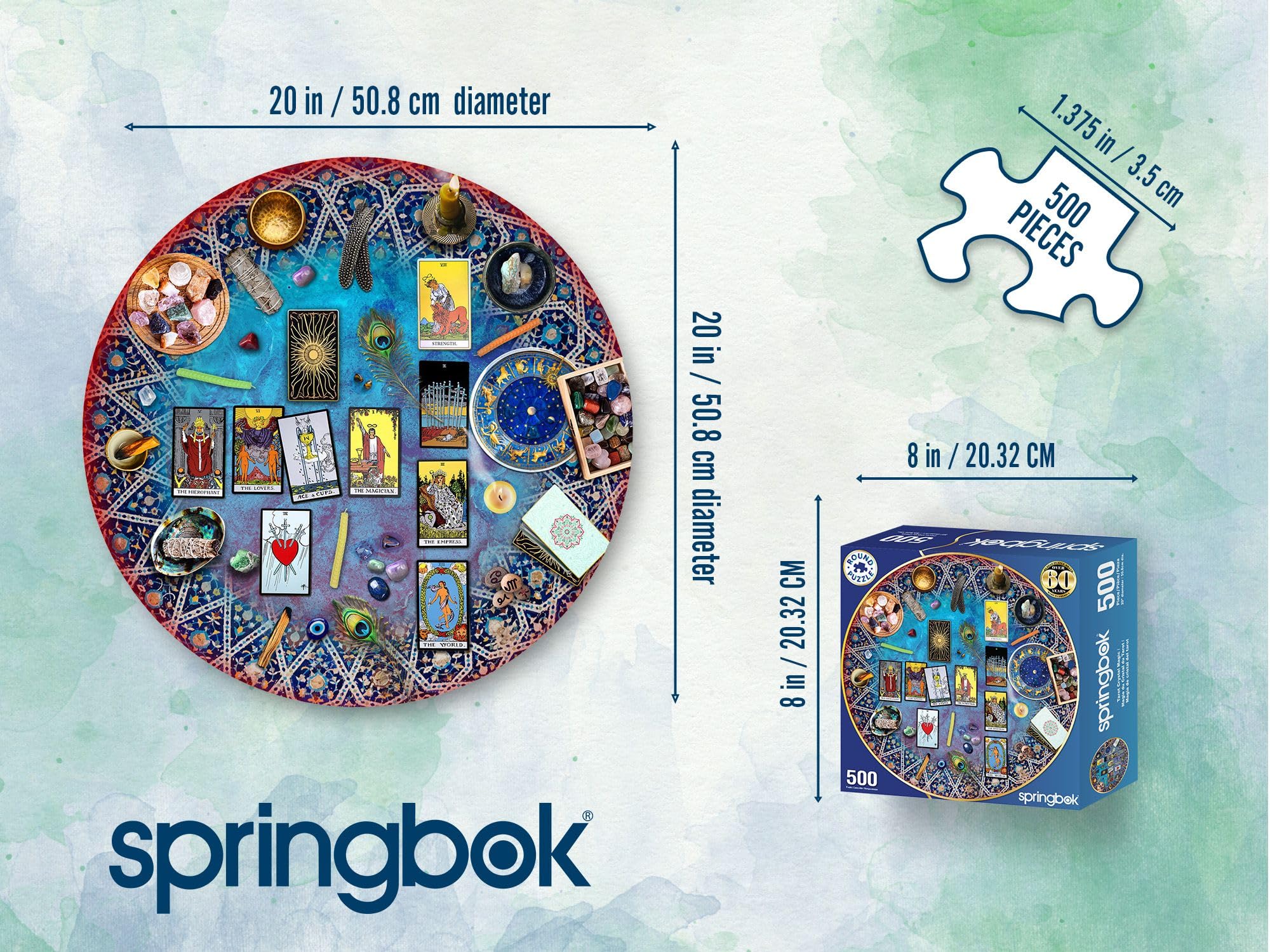 Springbok Tarot Crystal Round Puzzle circular spread image invites meditative focus.