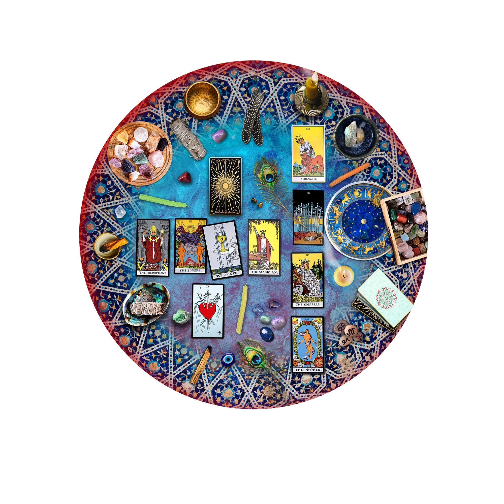 Springbok Tarot Crystal Round Puzzle tarot spread image promotes focused evenings.