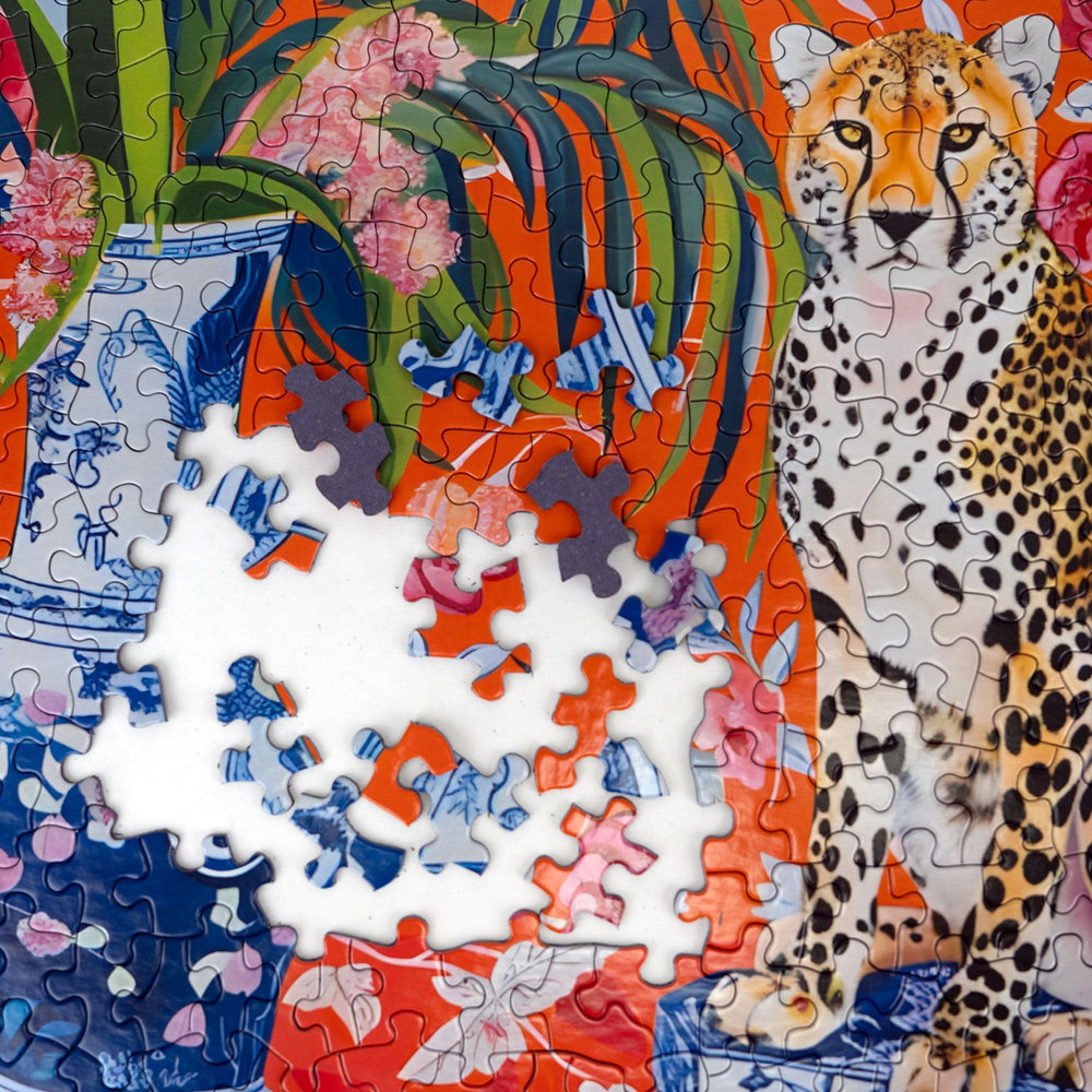 Springbok unique cut pieces promise a tactile puzzle challenge during family time.