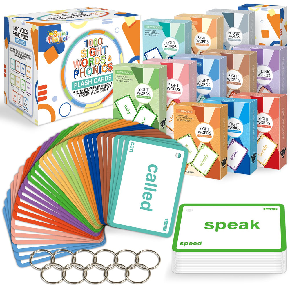 SpringFlower 1012 sight words flash cards cover for classroom reading practice.