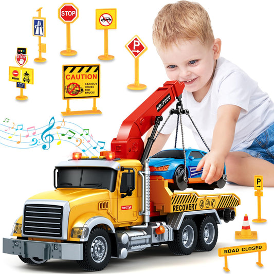 SpringFlower 15-inch tow truck front view for immersive pretend play