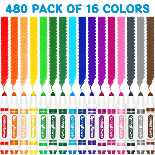 SpringFlower 16-colors rainbow markers provides vibrant hues for art, posters, and creative journaling.