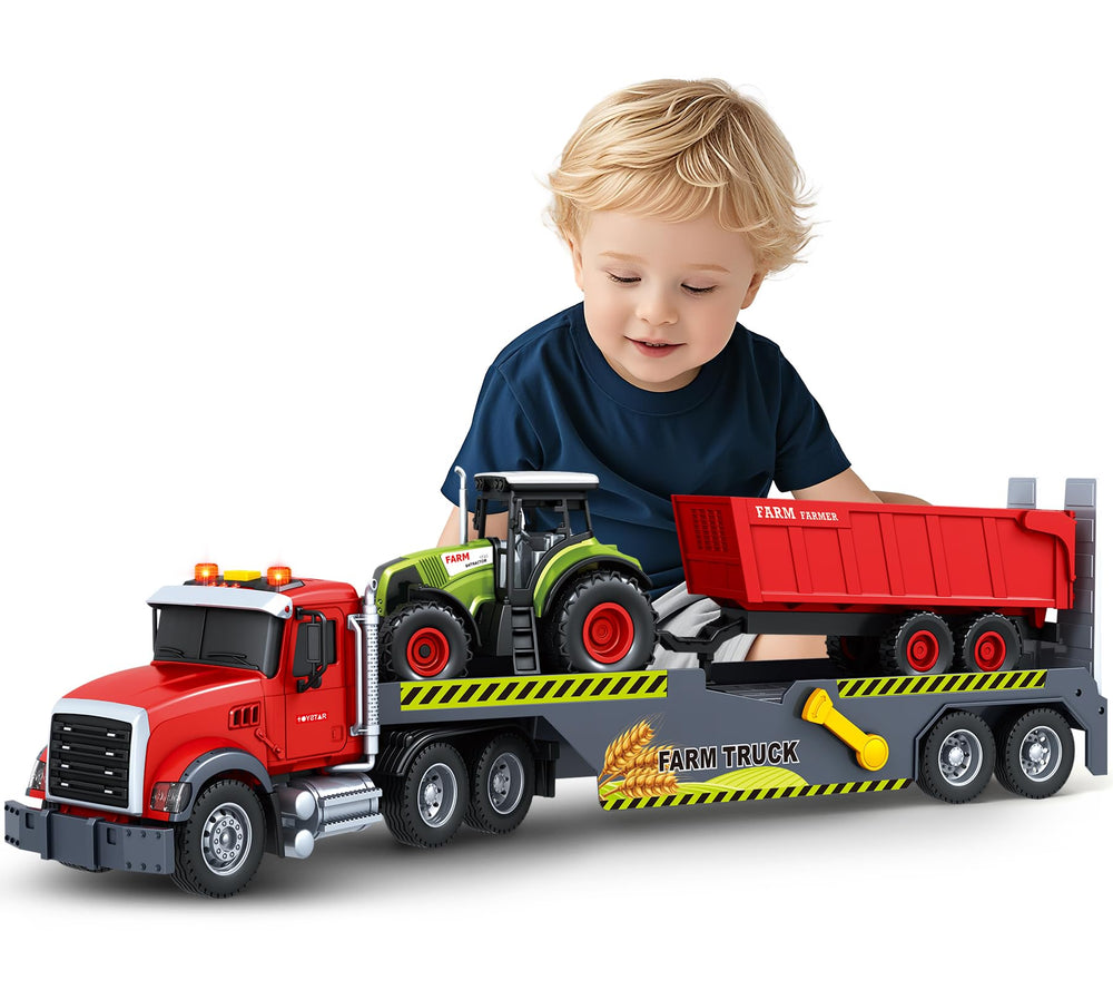 SpringFlower 21-inch truck with tractor and dump for immersive play.