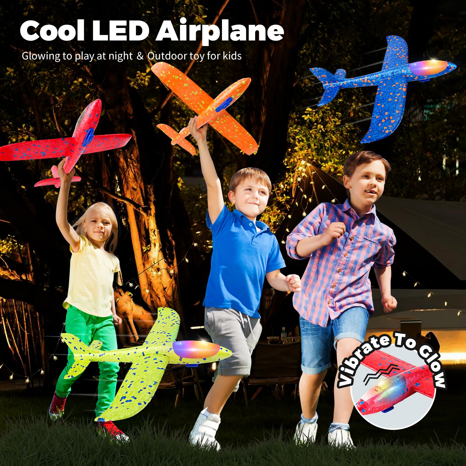 SpringFlower LED blue foam airplane for vibrant night flights.