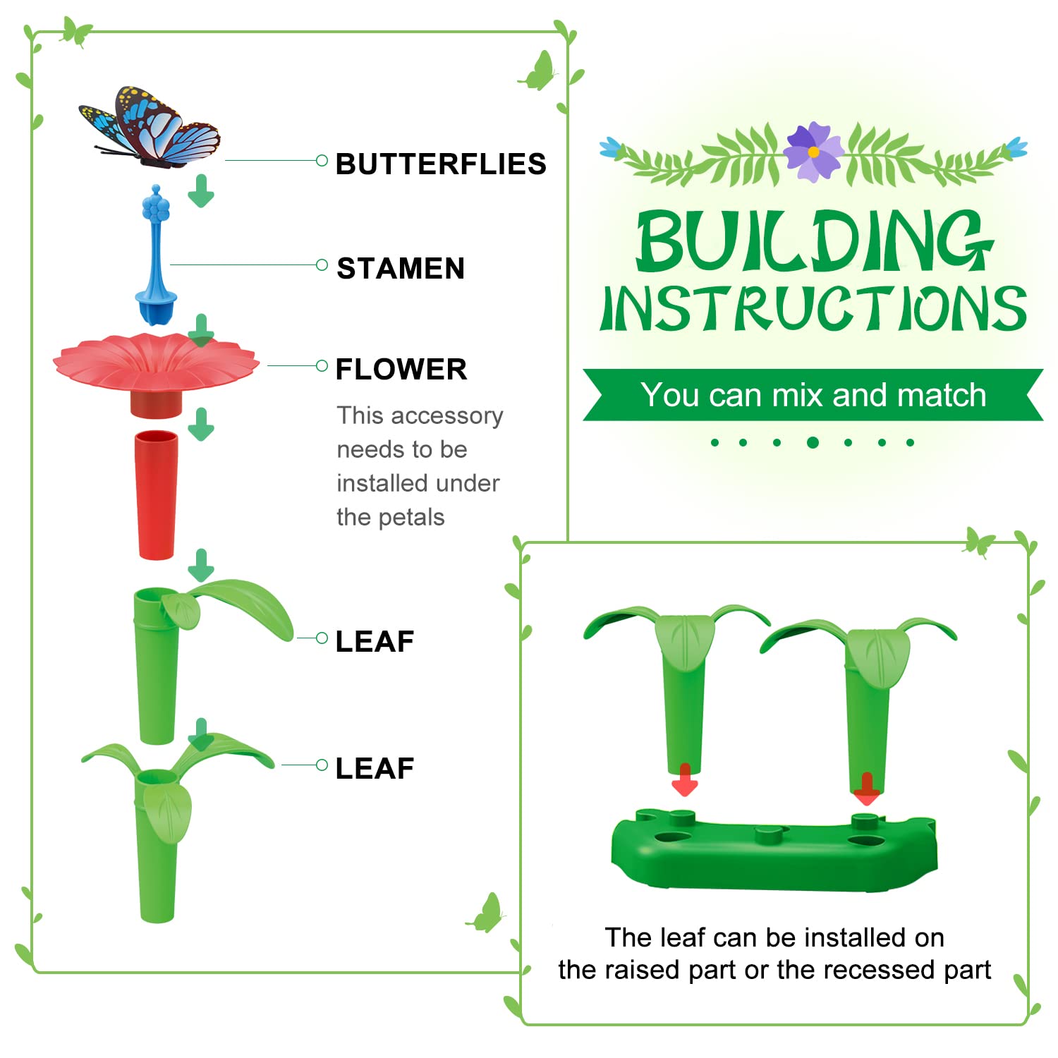 SpringFlower durable ABS-plastic pieces for safe play.