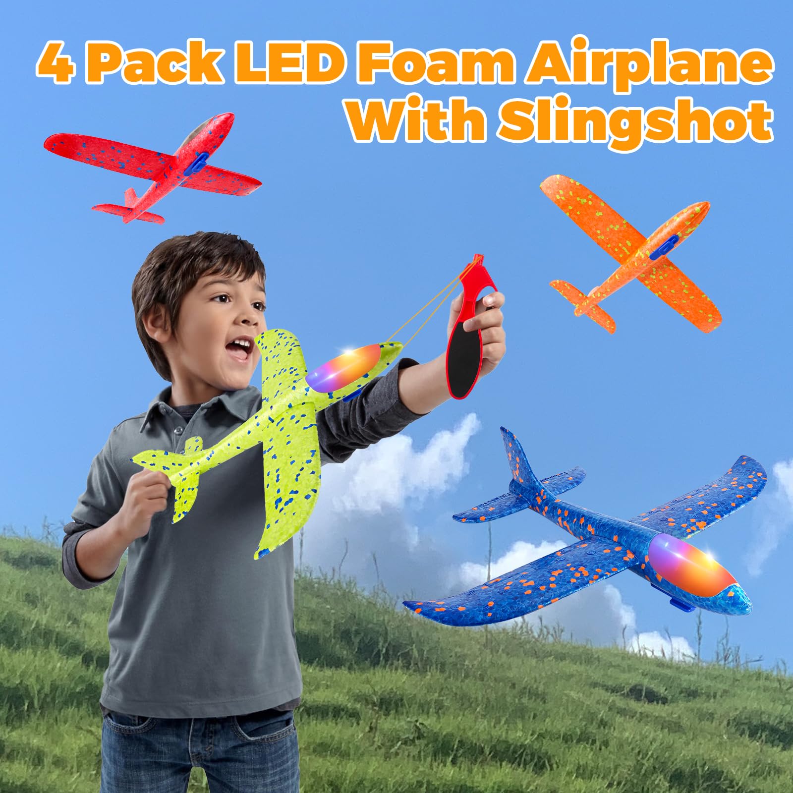 SpringFlower foam airplane slingshot accessory for active backyard games.