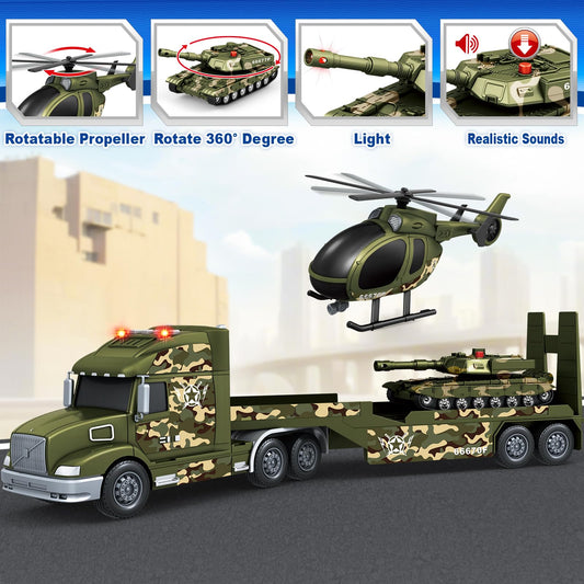 SpringFlower Army Truck Helicopter attachment adds dynamic loading scenes during play