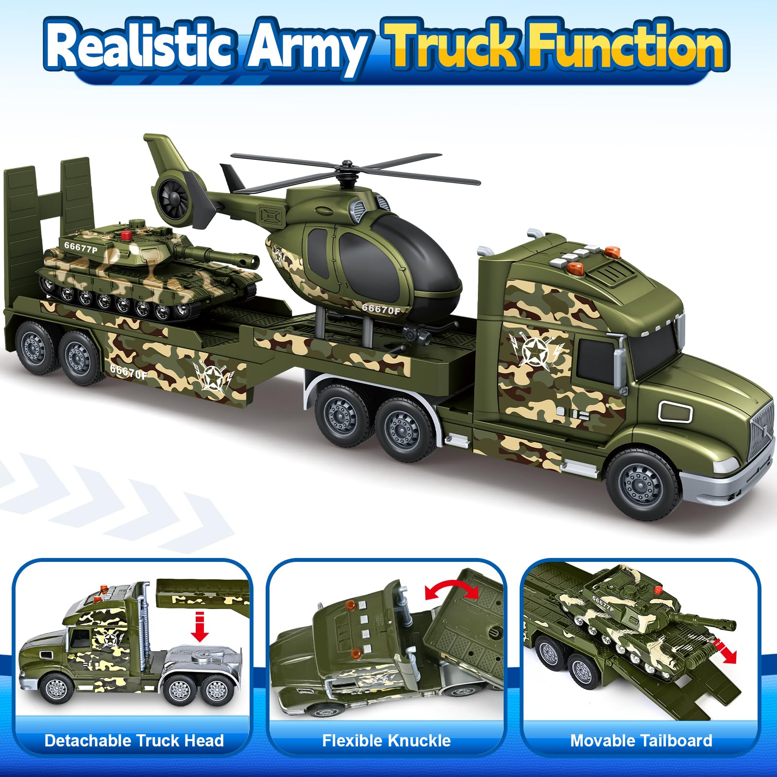 SpringFlower Army Truck Three-in-One set promotes versatile, cooperative play with friends