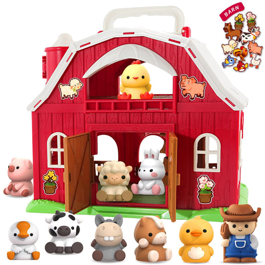 SpringFlower big barn toy with red barn for imaginative play and motor skills.