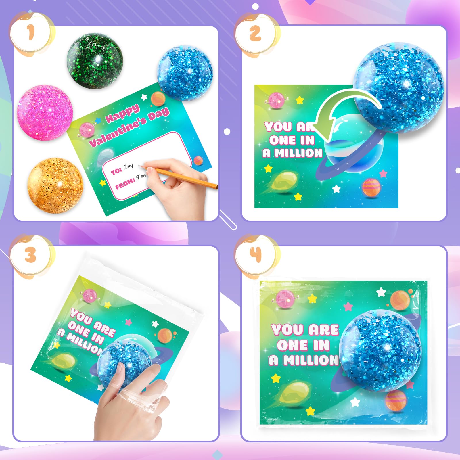 SpringFlower classroom exchange cards paired with colorful stretchy balls encourage sharing and conversation.