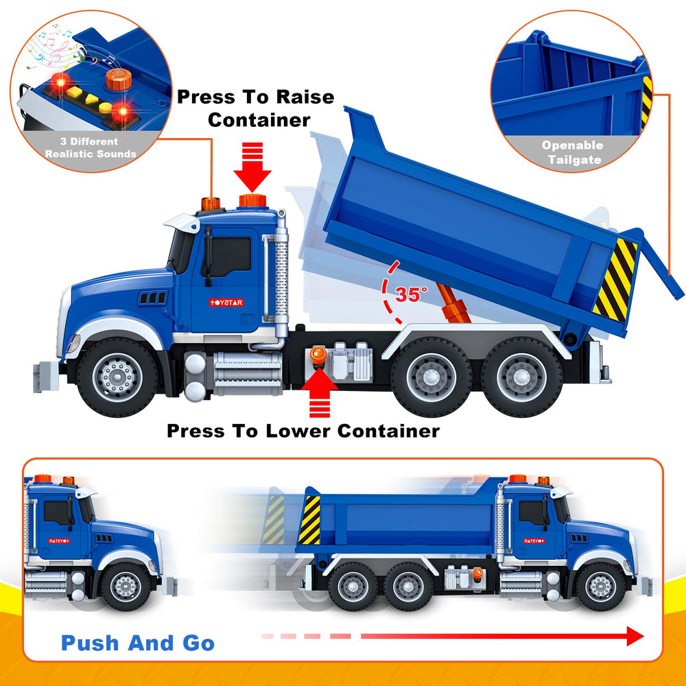 SpringFlower dump truck toy with three sound buttons boosts interactive play.