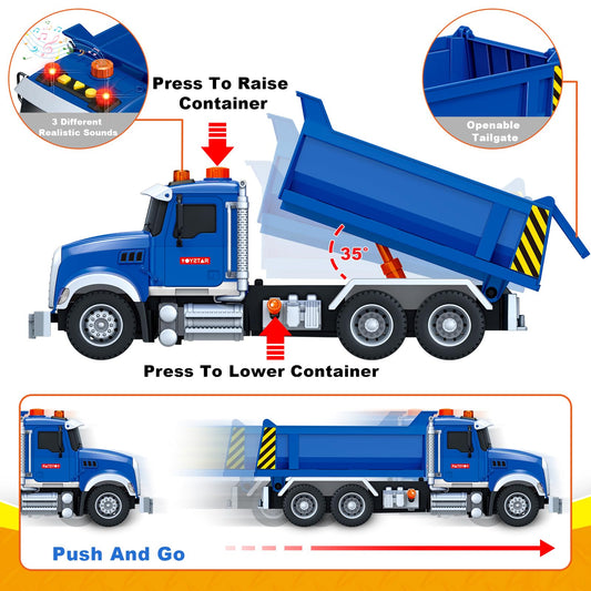 SpringFlower dump truck toy with three sound buttons boosts interactive play.