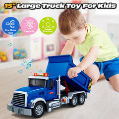 SpringFlower dump truck enables outdoor sand hauling and backyard fun.