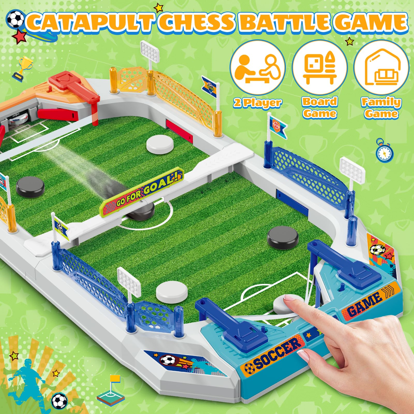 SpringFlower table shows inclined field, goal bells, and scoreboard for realistic play