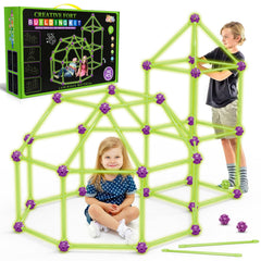 SpringFlower glow fort setup showcases kids assembling a bright indoor shelter for cozy play.