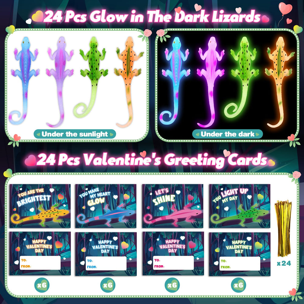 SpringFlower glow-in-the-dark lizards glow after light exposure for kids' fun.