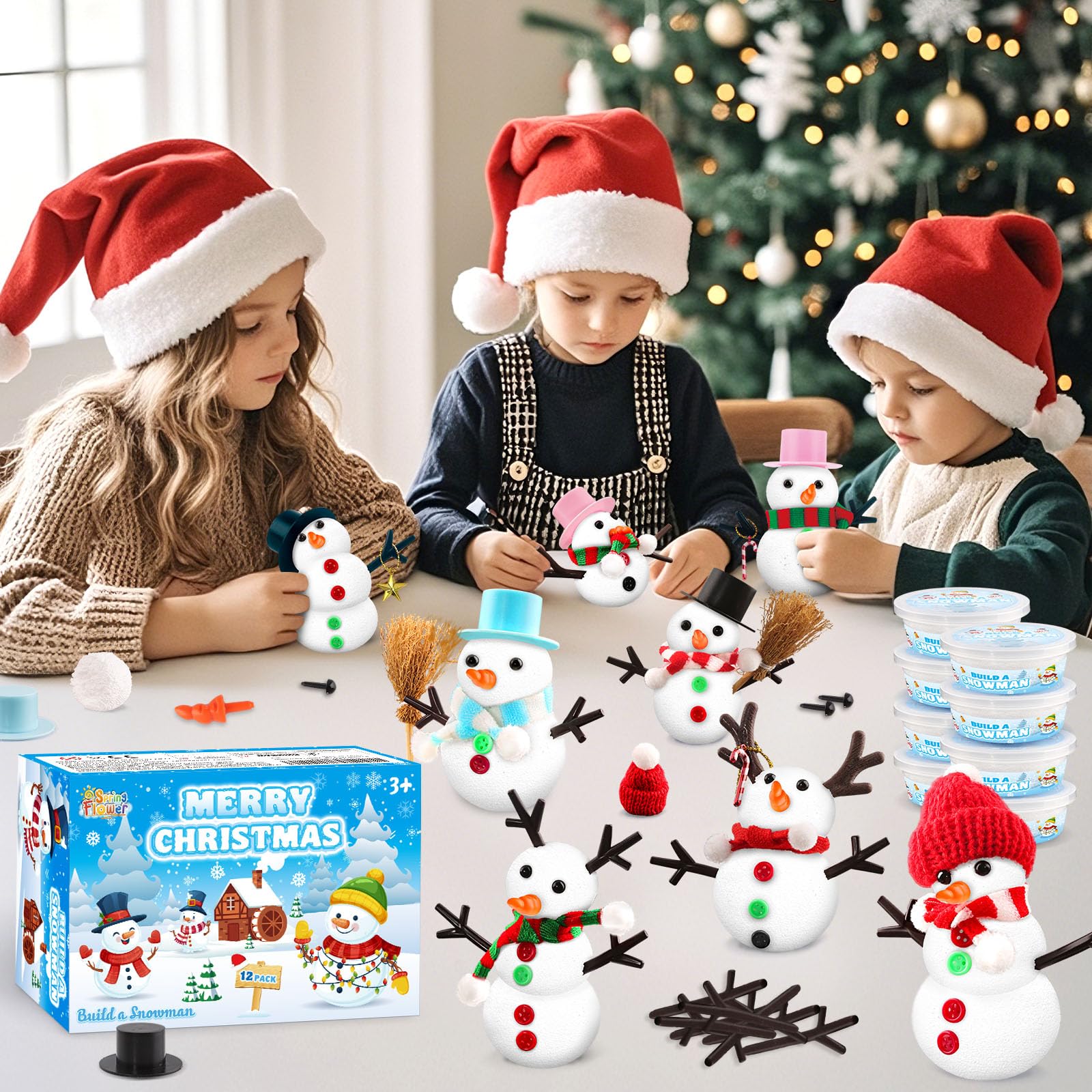 SpringFlower snowman kit classroom activity graphic suggests collaborative learning and seasonal decor