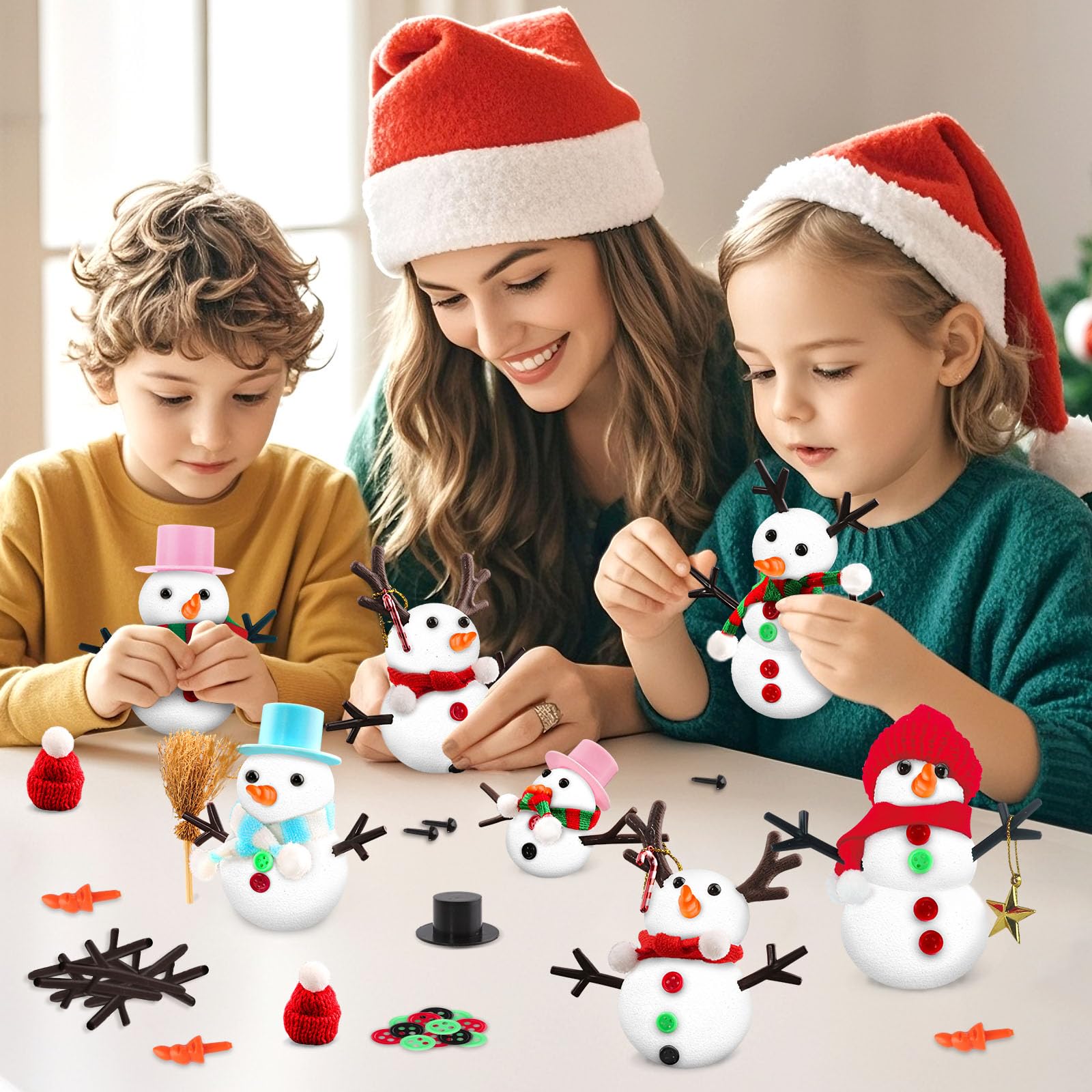 SpringFlower snowman kit DIY session demonstrates kid friendly assembly with quick drying