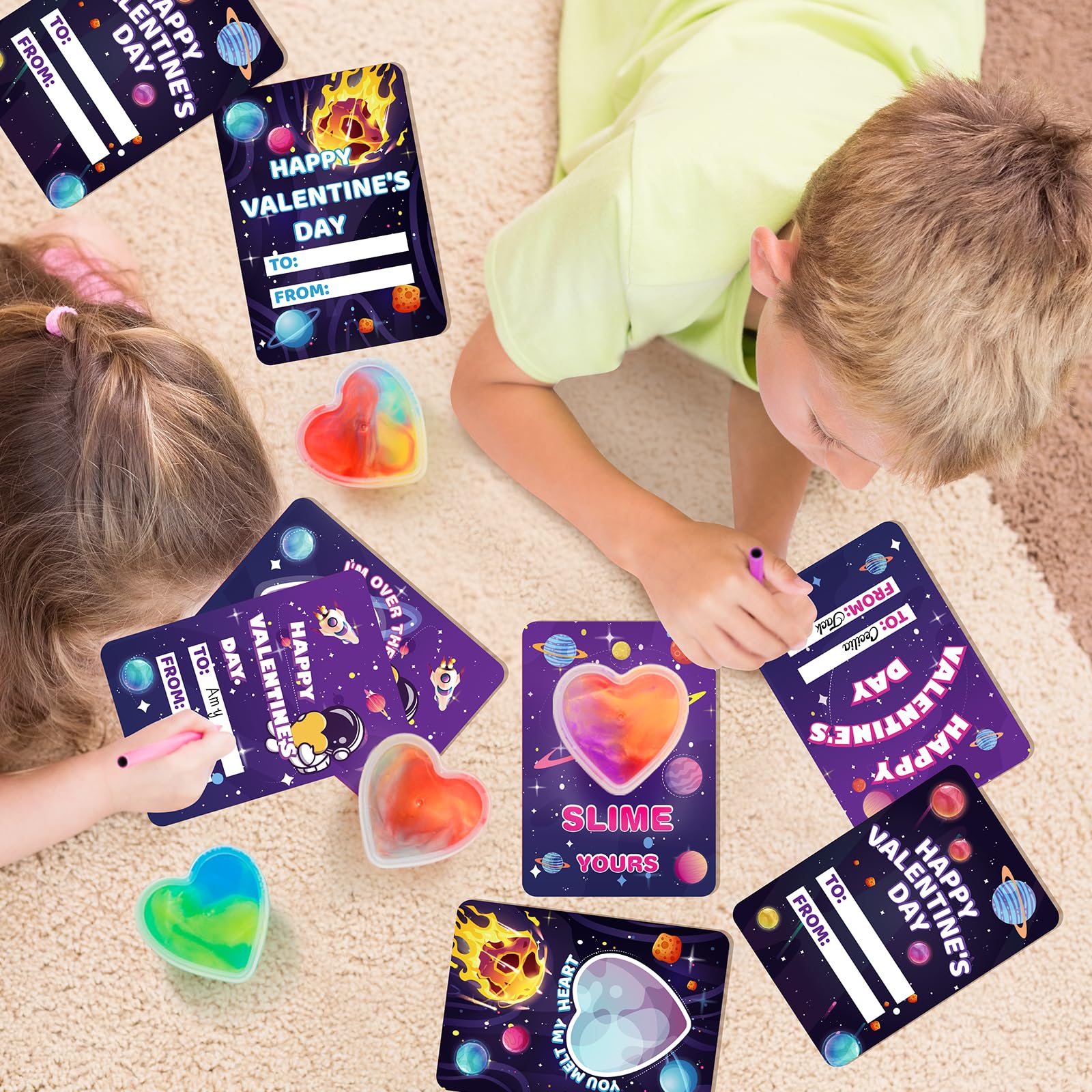 SpringFlower space-themed valentines, designed for fun classroom celebrations.