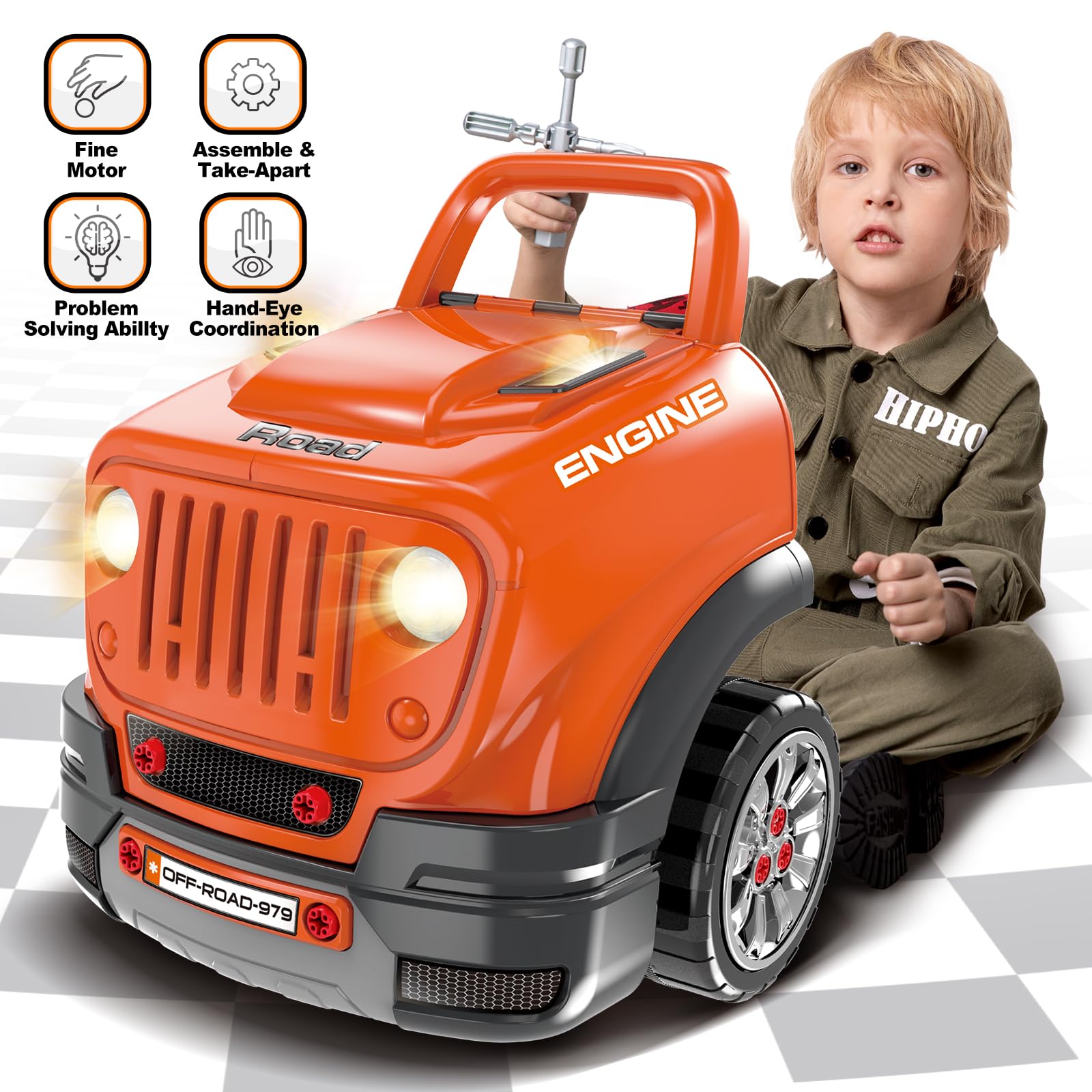 SpringFlower steering wheel and gear lever providing realistic control during pretend drives