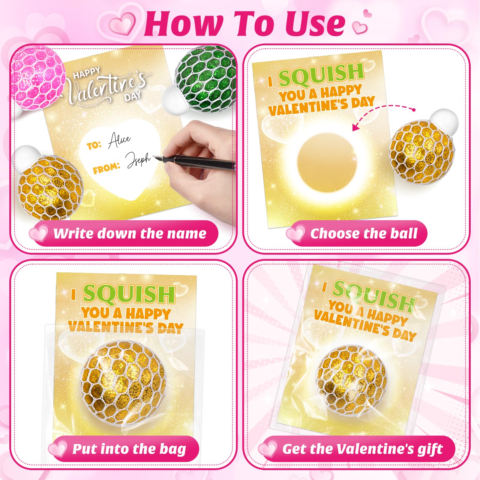 SpringFlower fidget ball used with valentines cards for kids