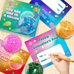 SpringFlower valentines front and back card designs with space-themed planets invite registered notes.