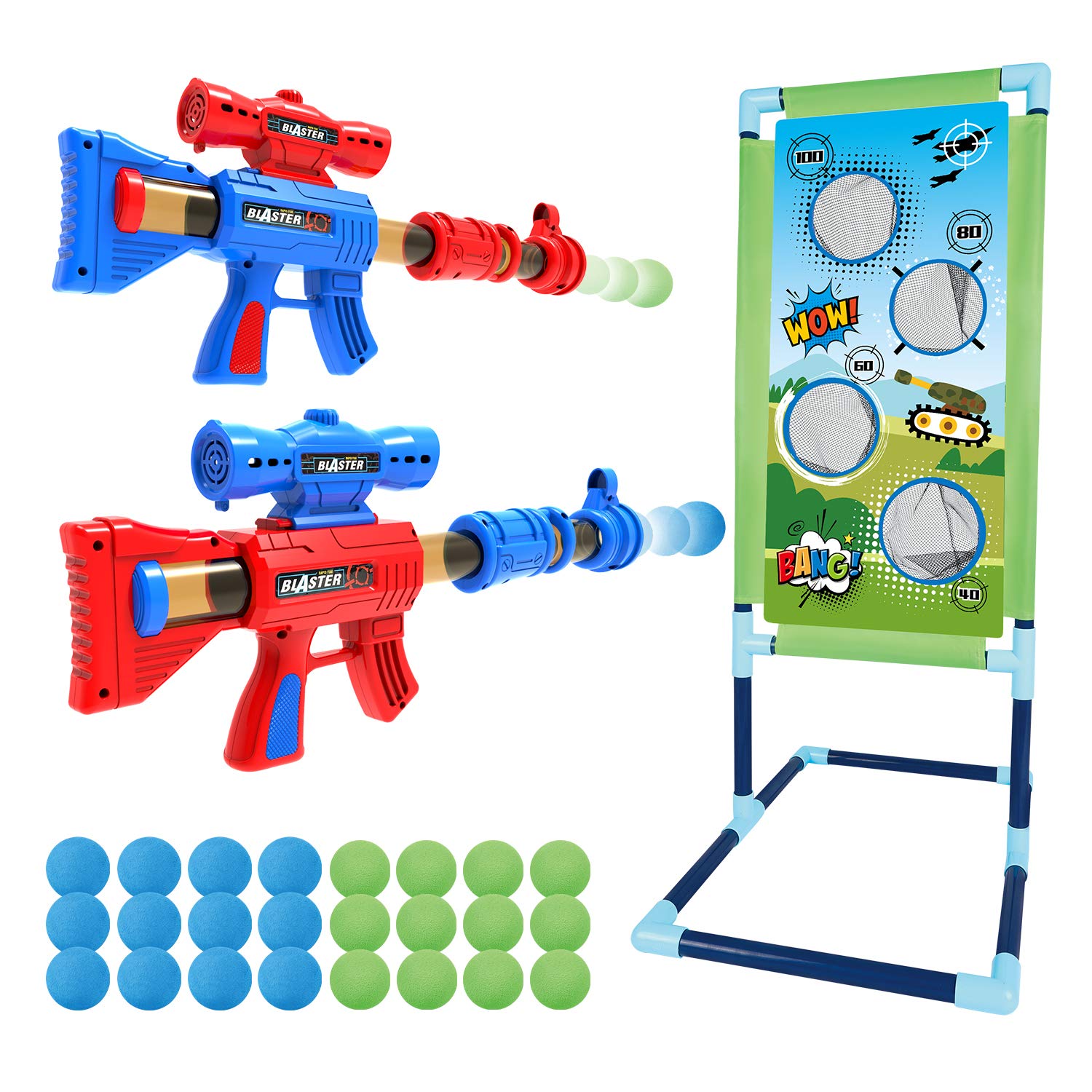 SpringFlower target stand setup enables quick backyard play sessions.