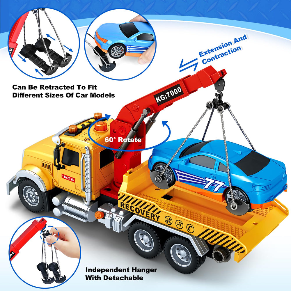 SpringFlower tow truck with race car for fast-paced missions
