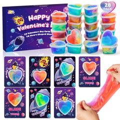 SpringFlower valentine cards with galaxy slime kit, ideal for classroom exchanges.