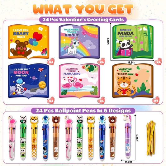 SpringFlower valentines card back greeting — customize messages for each student