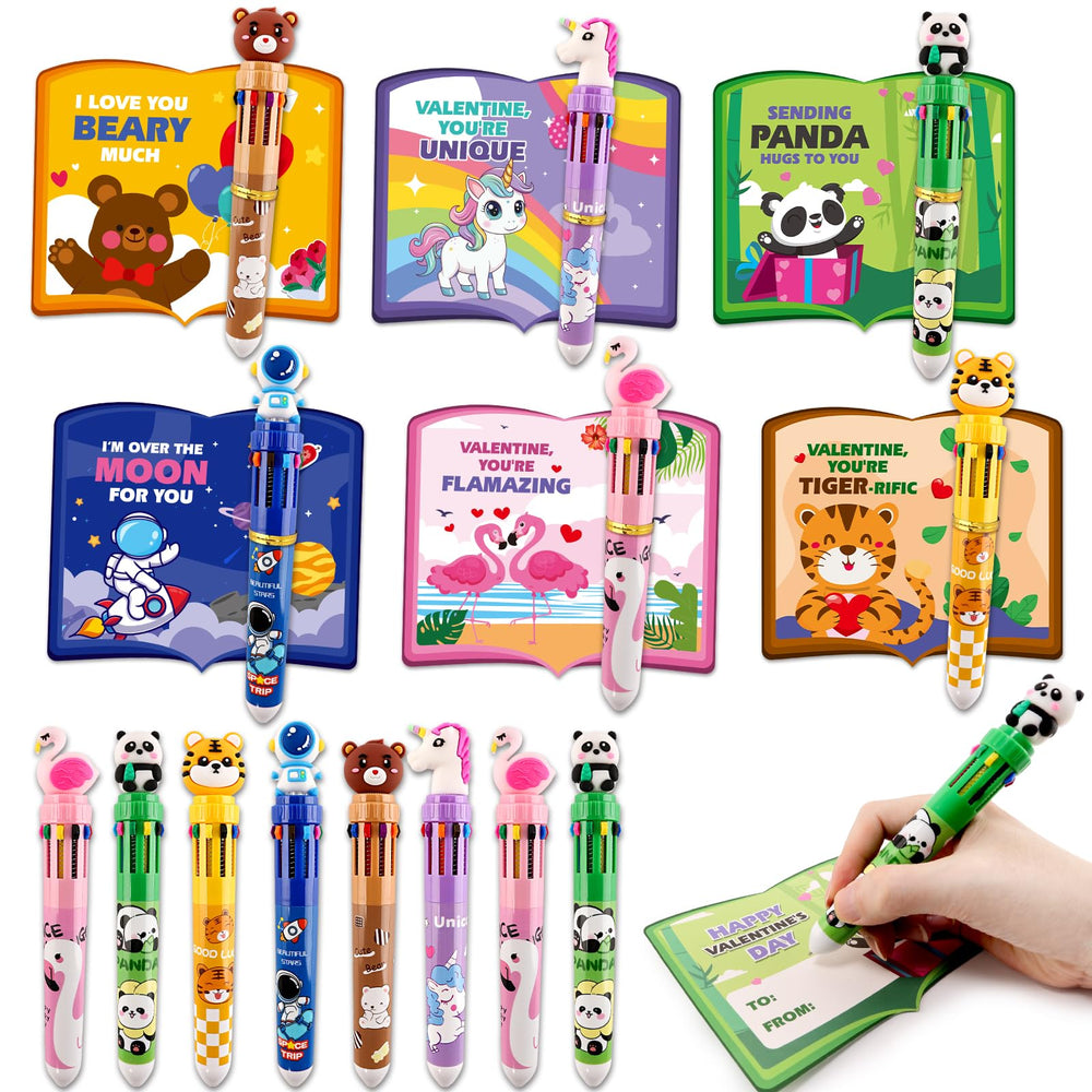 SpringFlower valentines card set front design — animal characters for classroom sharing
