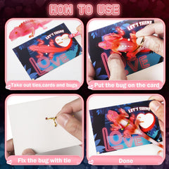 SpringFlower four-design Valentine cards with bold lizard artwork for kids.
