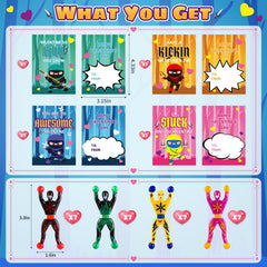 SpringFlower valentines cards with adorable ninjas on the front for kids