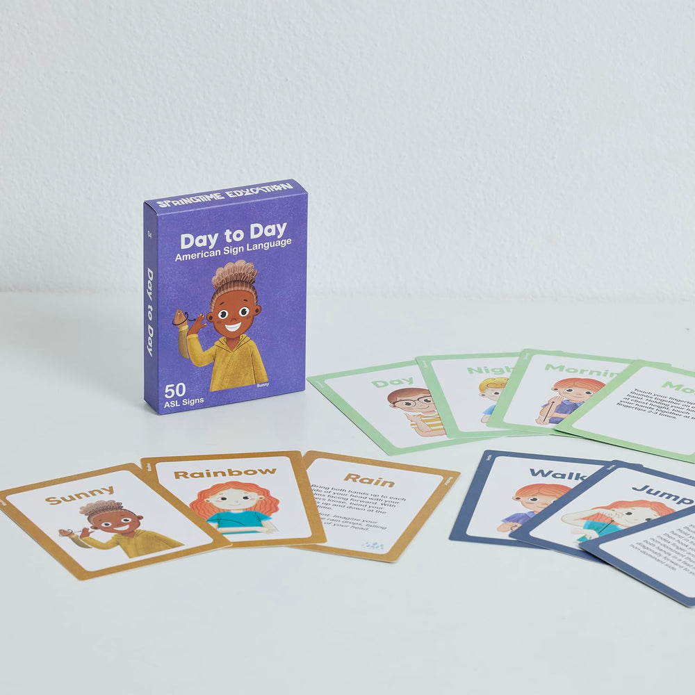 Springtime Education ASL flash cards handy hints to aid memory.