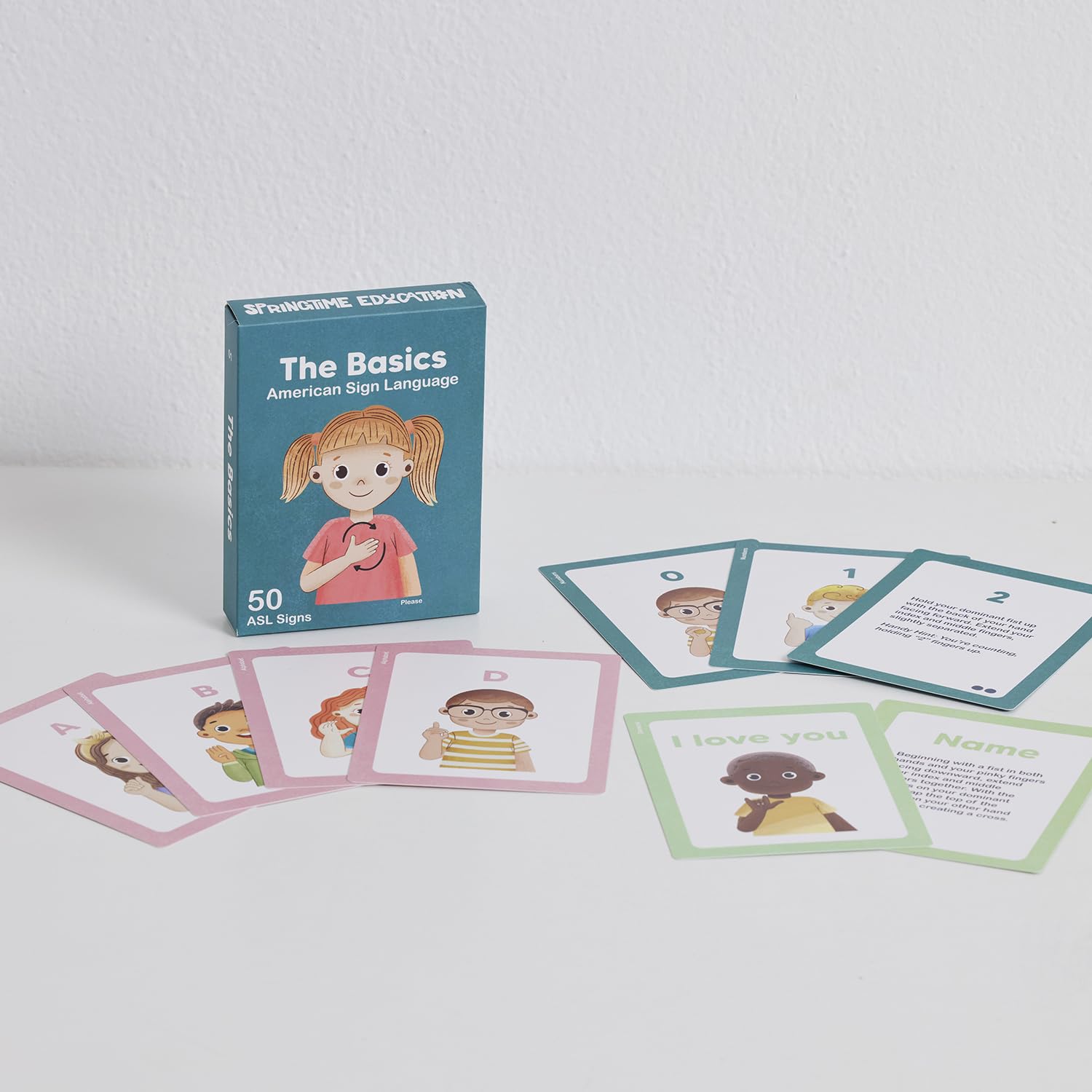 Springtime Education ASL flash cards large colorful cards for easy learning.