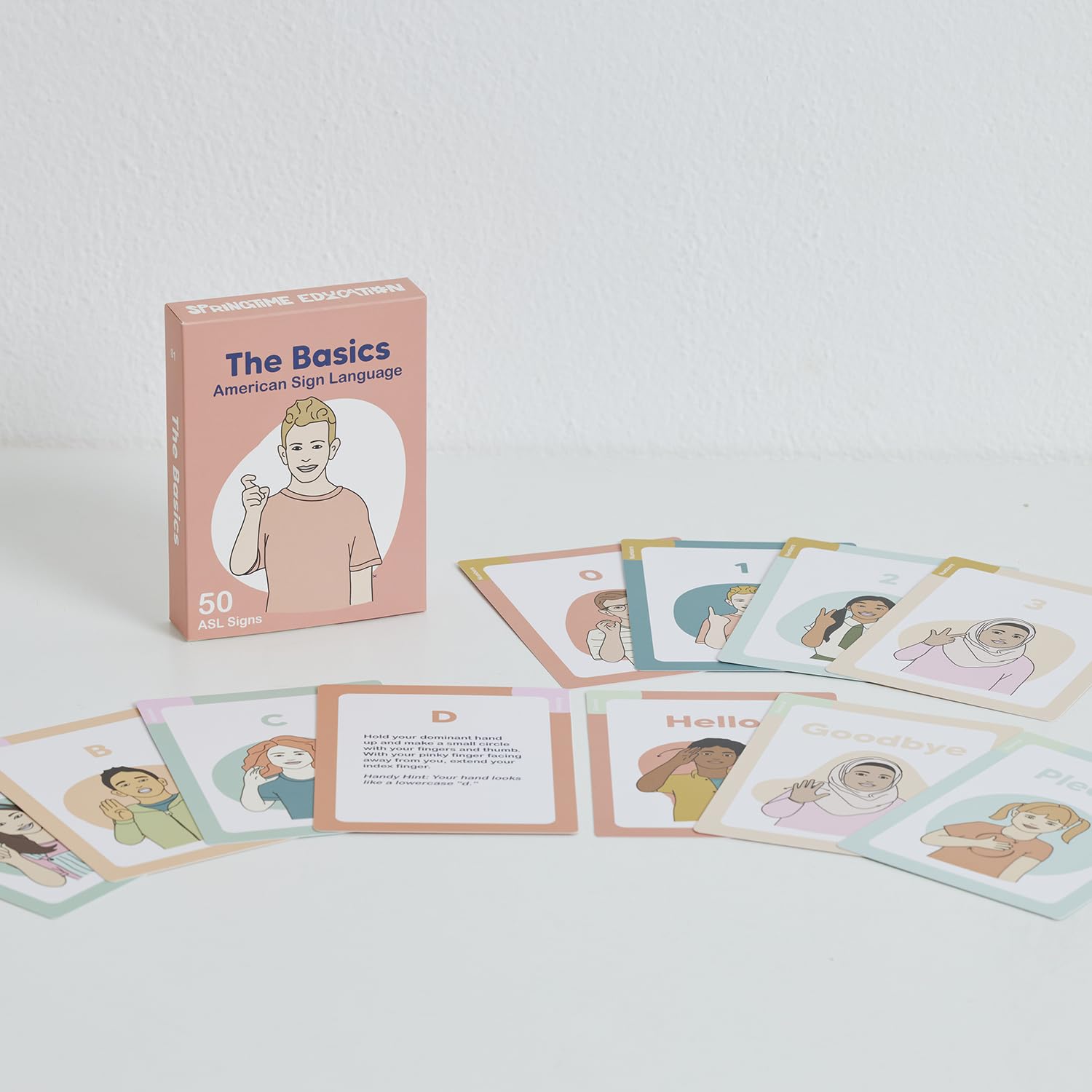Springtime Education ASL flash cards with color coded tabs for easy sorting
