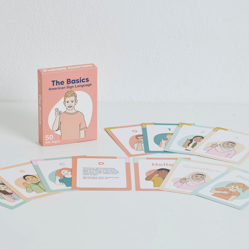 Springtime Education ASL flash cards with color coded tabs for easy sorting