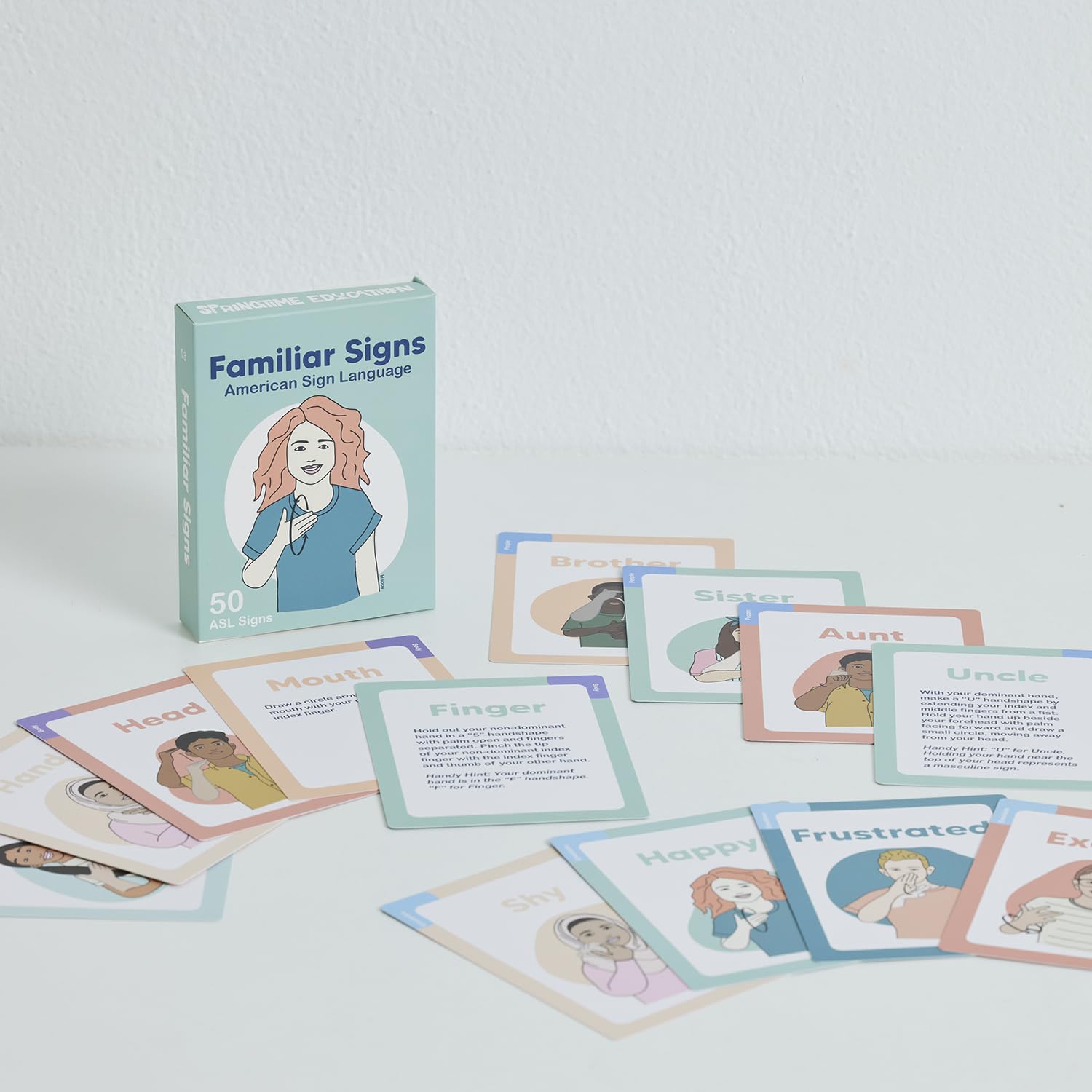 Springtime Education ASL flash cards spark memory games for kids and teens