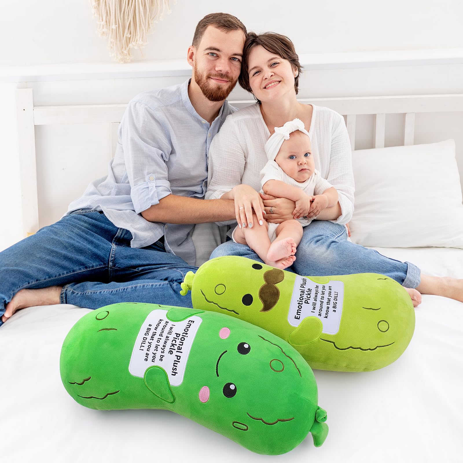 Sprinqdawin Pickle Plush in living room demonstrates cozy decor and companionship.