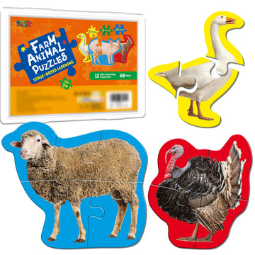 SpriteGru 12-pack animal puzzles in gift box, ideal for kids' activities