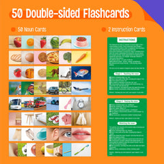 SpriteGru 50 noun flashcards back sides reveal words, boosting recall and classroom practice.