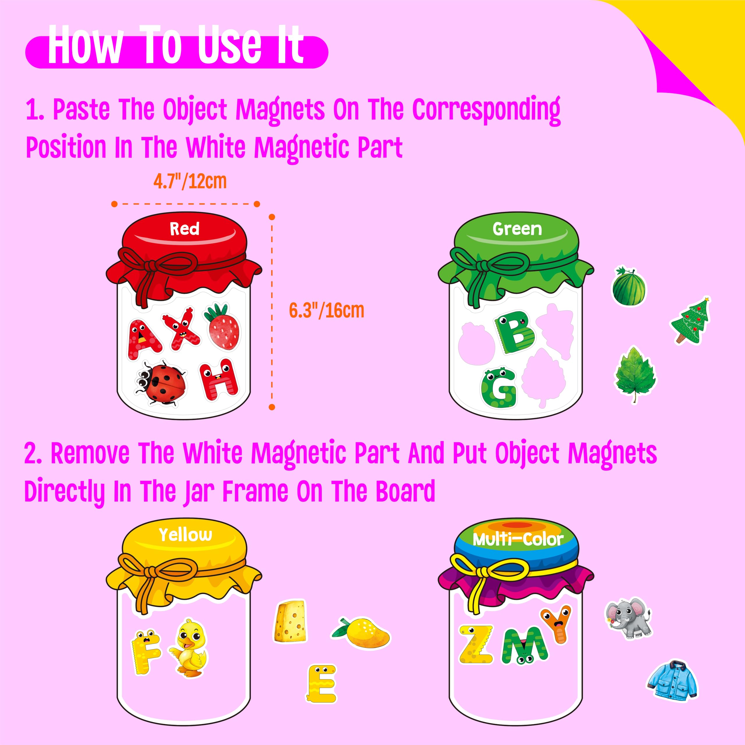 SpriteGru 60-letter magnets with bright alphabet visuals for early literacy practice