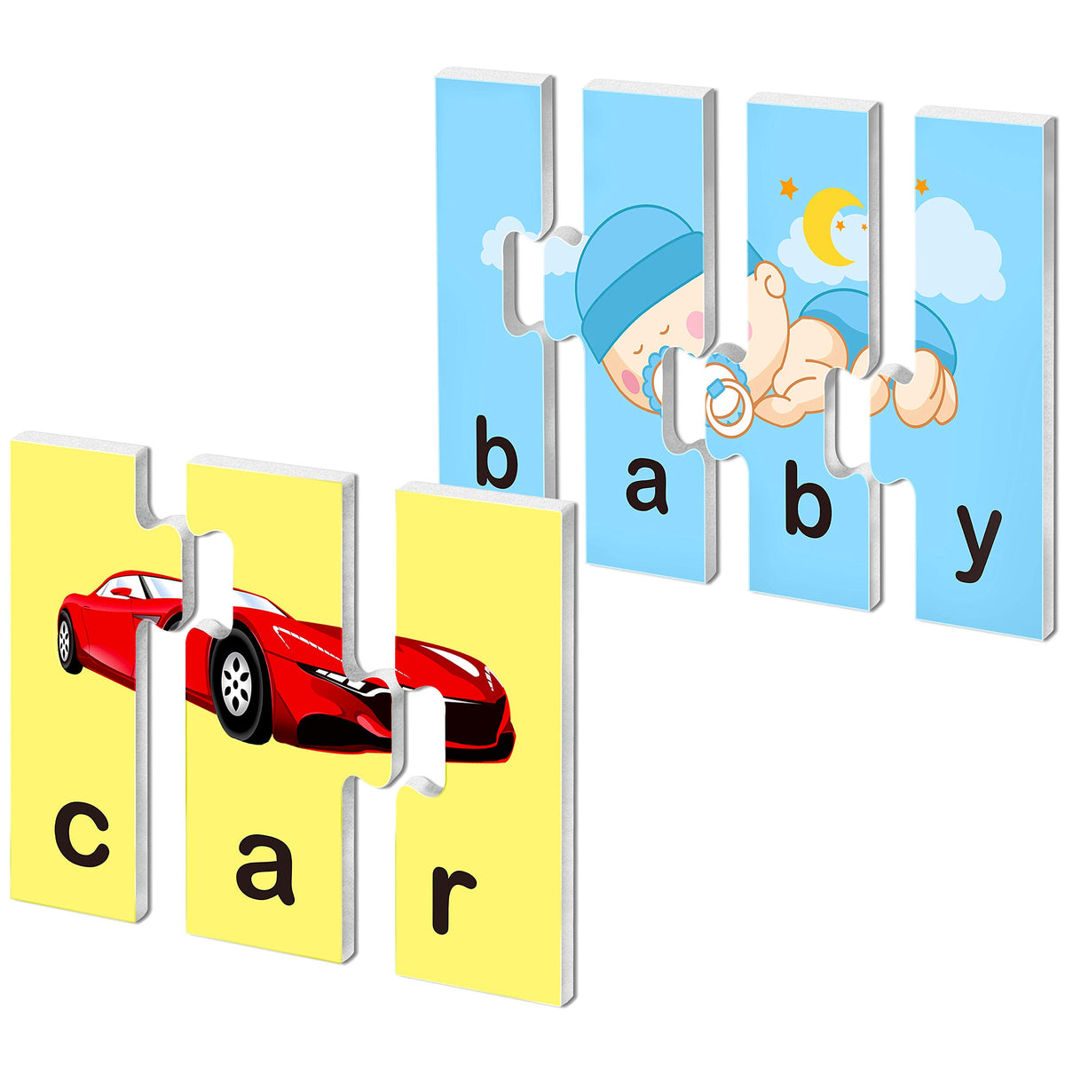 SpriteGru 72-word puzzles with a 3-4 piece tray for easy sorting and play