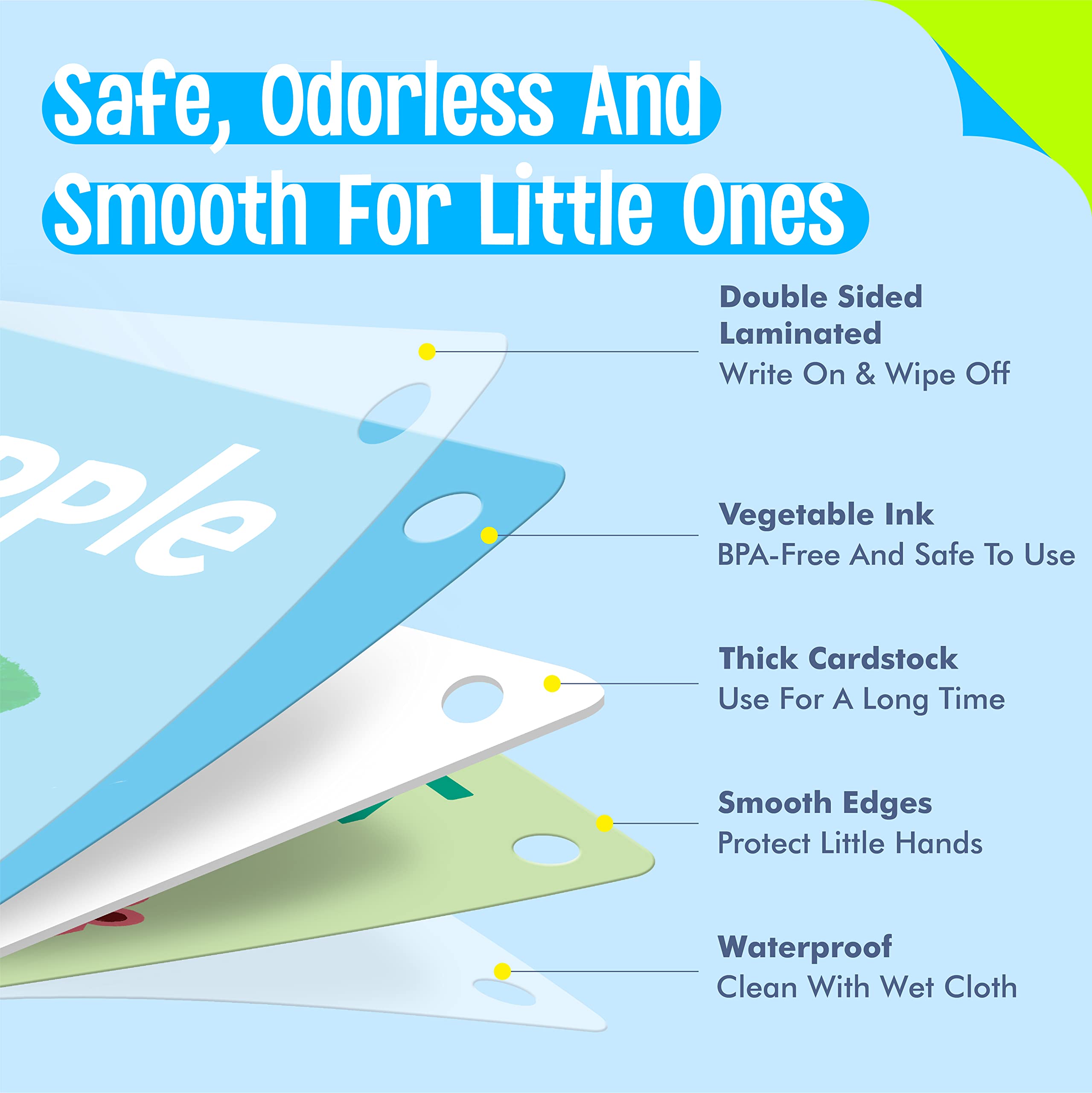 SpriteGru 7-in-1 colorful cards cover letters, numbers, foods, animals, shapes, colors
