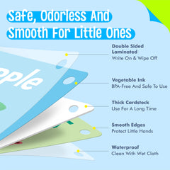 SpriteGru 7-in-1 colorful cards cover letters, numbers, foods, animals, shapes, colors