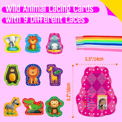 SpriteGru tiger front lacing card engages kids with bold colors and concentration.