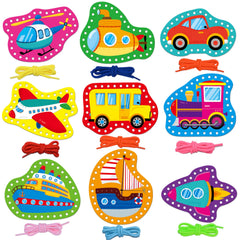 SpriteGru 9-pcs lacing cards submarine pattern enhances fine motor skills through playful threading