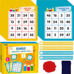 SpriteGru addition-subtraction bingo boards set for classroom play, offering 360 math problems for engaging practice.